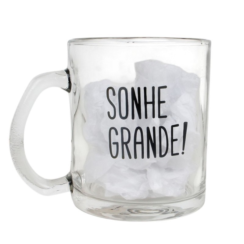Caneca De Vidro Estampado Frases Believe 320ml