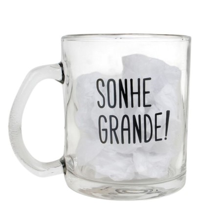 Caneca De Vidro Estampado Frases Believe 320ml