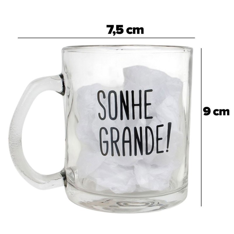 Caneca De Vidro Estampado Frases Believe 320ml