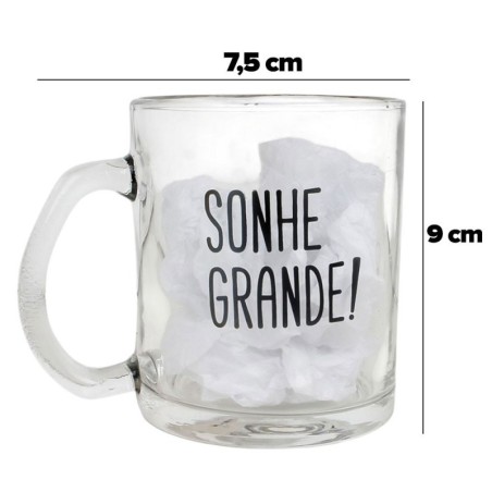 Caneca De Vidro Estampado Frases Believe 320ml