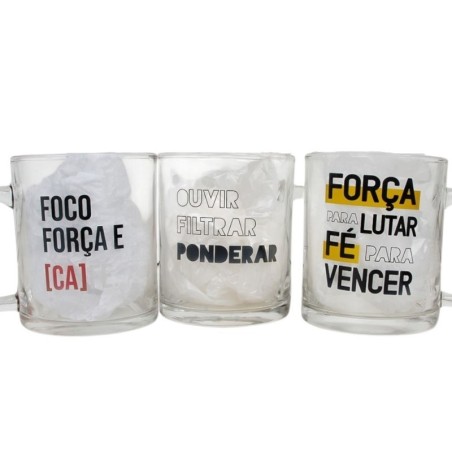 Caneca De Vidro Estampado Frases Strength 320ml