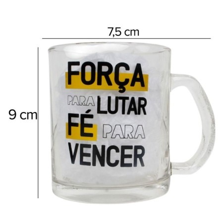 Caneca De Vidro Estampado Frases Strength 320ml