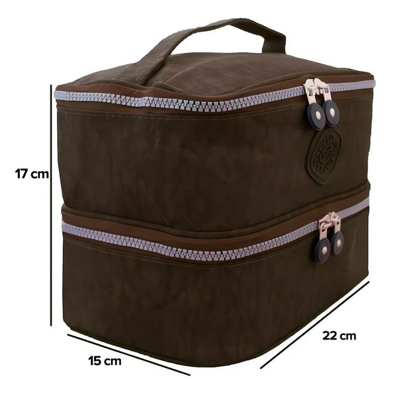 Bolsa Térmica Nécessaire Portátil Marmita Com 2 Andares 17cm