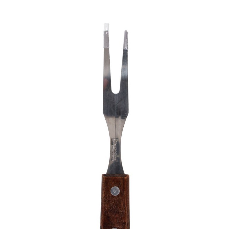 Garfo Trinchante De Inox 6" Para Churrasco Cabo De Madeira