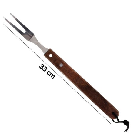 Garfo Trinchante De Inox 6" Para Churrasco Cabo De Madeira