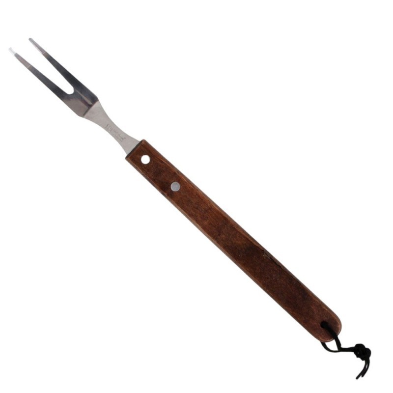 Garfo Trinchante De Inox 6" Para Churrasco Cabo De Madeira