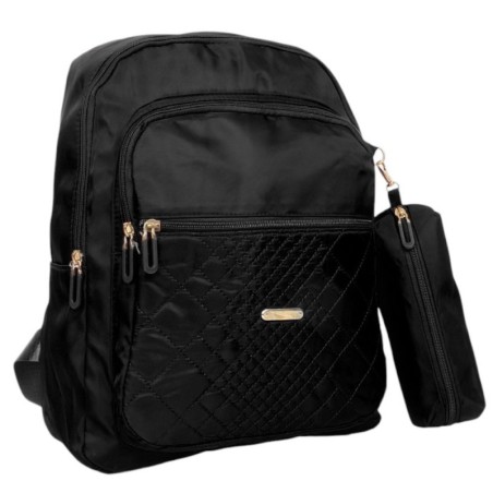 Kit Mochila Feminina Impermeável Em Matelassê Com Estojo