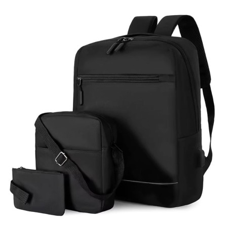 Mochila Executiva Com Pochete E Estojo USB Porta Notebook