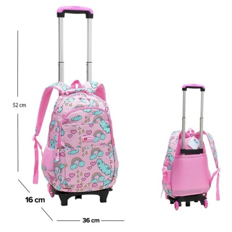 Mochila Escolar Com Rodas Juvenil Menina Arco-Íris