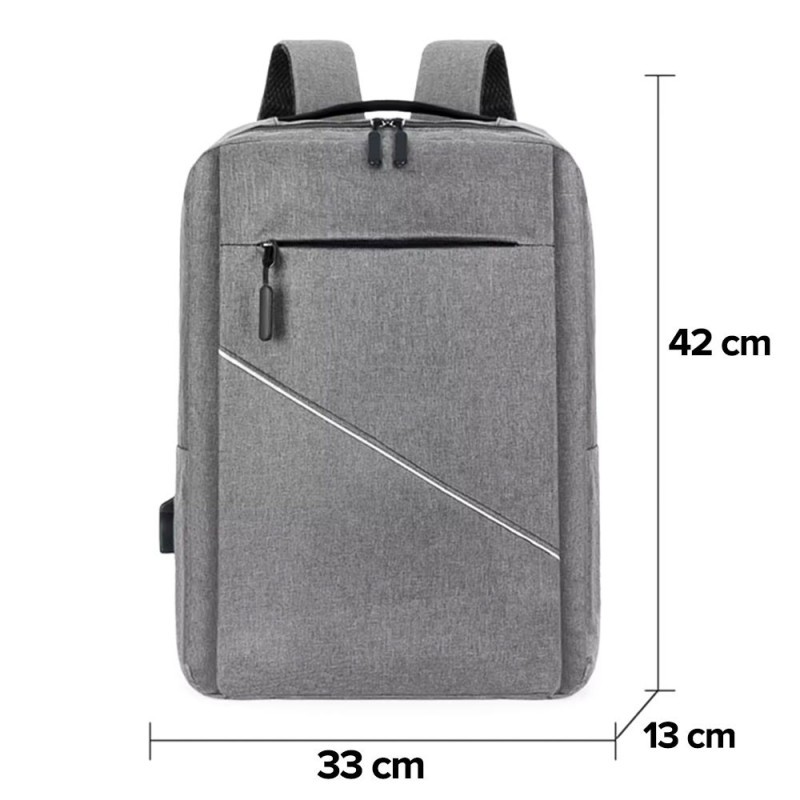 Kit Conjunto Mochila Com Pochete E Estojo Porta Notebook USB