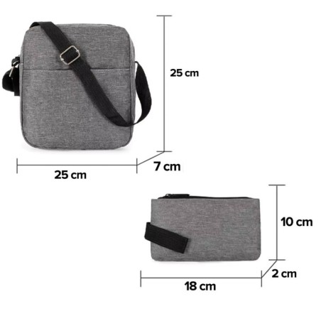 Kit Conjunto Mochila Com Pochete E Estojo Porta Notebook USB