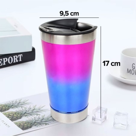 Copo Térmico Degradê Conserva Aço Inox 500ml C/ Tampa