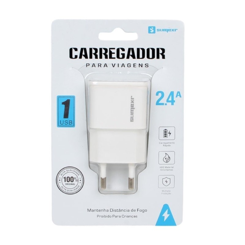 Fonte Carregador De Celular Portátil Adaptador USB 2.4A
