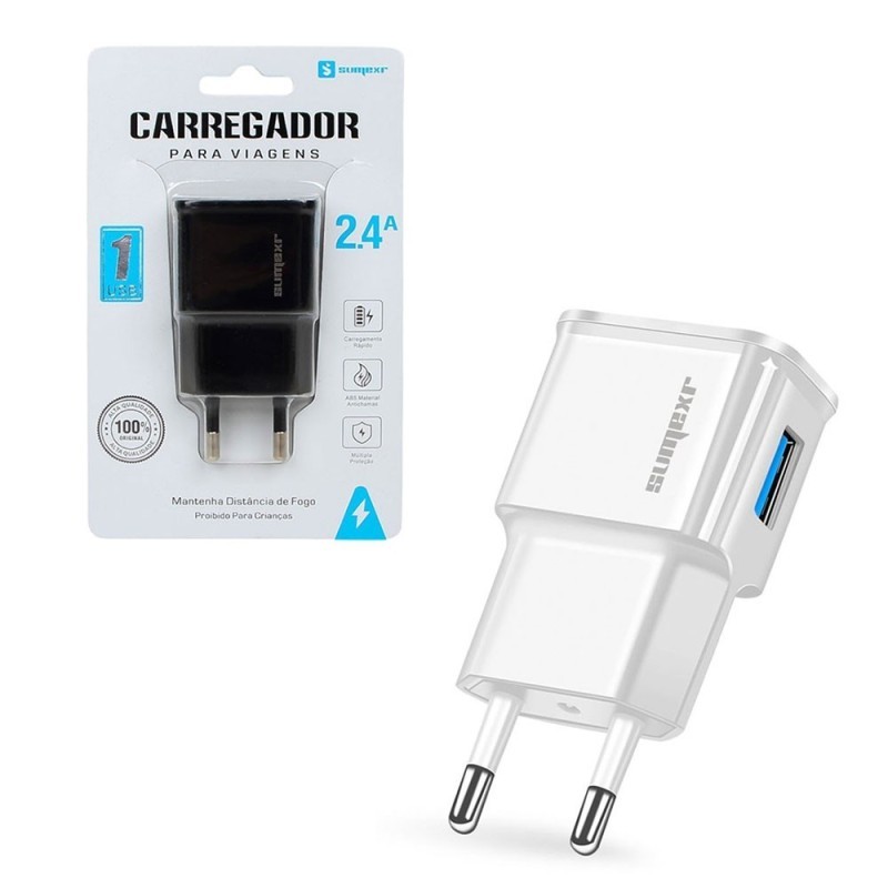 Fonte Carregador De Celular Portátil Adaptador USB 2.4A