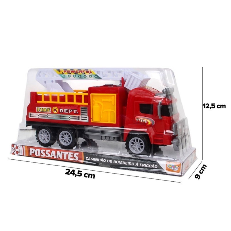 Brinquedo Caminhão De Bombeiro Infantil Á Fricção 21cm