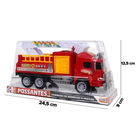 Brinquedo Caminhão De Bombeiro Infantil Á Fricção 21cm