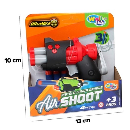 Pistola De Brinquedo Lança Dardos Air Shoot 4 Peças