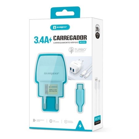 Carregador Rápido Turbo Micro USB V8 2 Entradas 3.4A