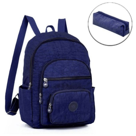 Kit Mochila Pequena Impermeável + Estojo Escolar Nylon - Feira Da Madrugada SP