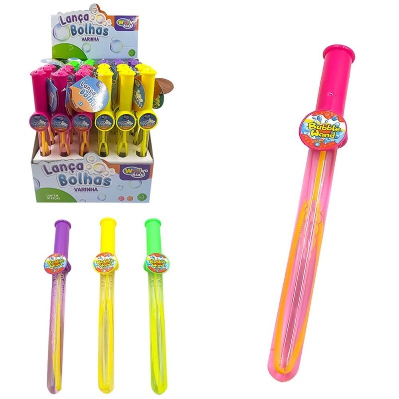 Display 36 Unidades Bastão Lança Bolhas De Sabão Wand 27cm