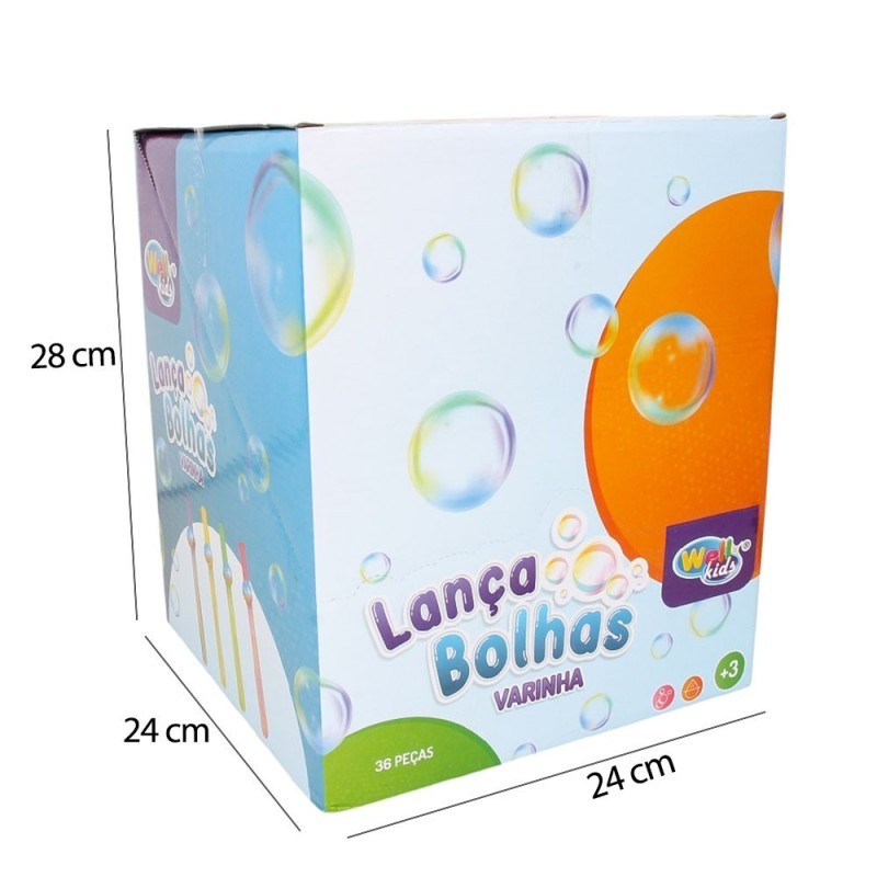 Display 36 Unidades Bastão Lança Bolhas De Sabão Wand 27cm