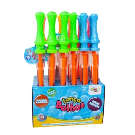Display 24 Unidades Bastão Lança Bolhas De Sabão Gigante 44cm Brinquedo Infantil