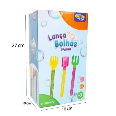 Display 24 Unidades Bastão Lança Bolhas De Sabão Prainha 26cm