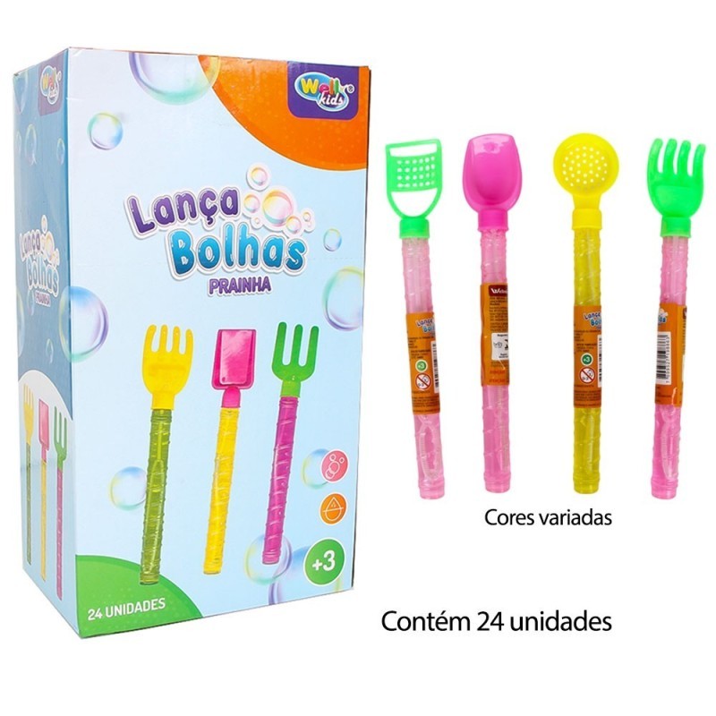 Display 24 Unidades Bastão Lança Bolhas De Sabão Prainha 26cm