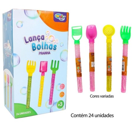 Display 24 Unidades Bastão Lança Bolhas De Sabão Prainha 26cm