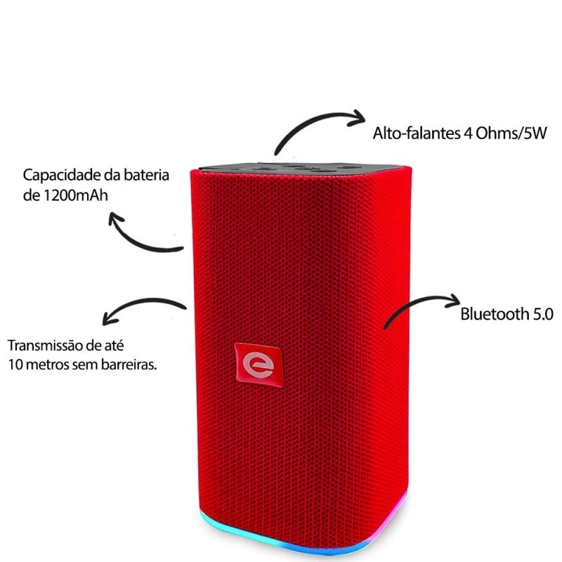 Caixa De Som Bluetooth 5.0 Com Led Colorido Com Alça