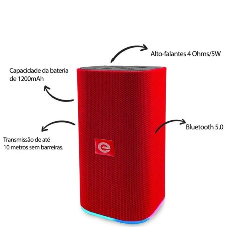 Caixa De Som Bluetooth 5.0 Com Led Colorido Com Alça