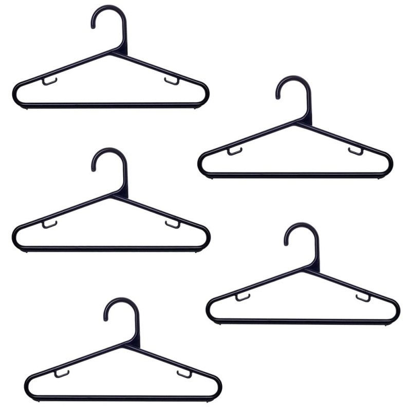 Kit 5 Cabides Organizador De Roupas Preto Com Gancho
