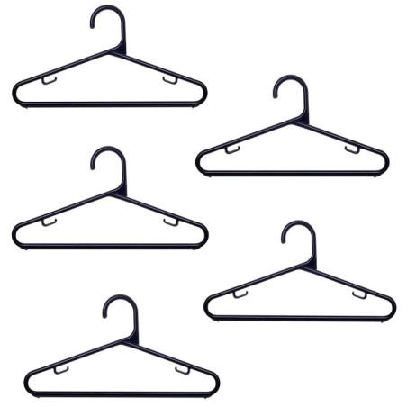 Kit 5 Cabides Organizador De Roupas Preto Com Gancho