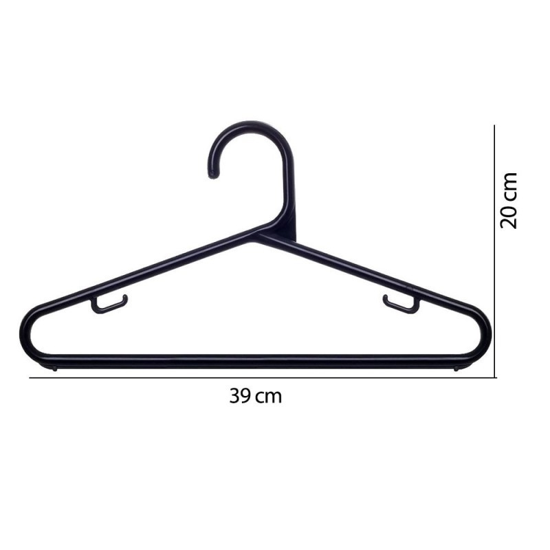 Kit 5 Cabides Organizador De Roupas Preto Com Gancho