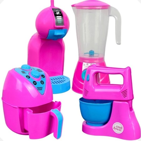 Kit Faz De Conta Cozinha Rosa Infantil Brinquedo 6 Peças