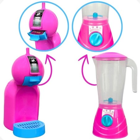 Kit Faz De Conta Cozinha Rosa Infantil Brinquedo 6 Peças
