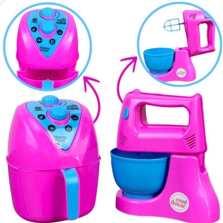 Kit Faz De Conta Cozinha Rosa Infantil Brinquedo 6 Peças