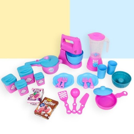 Kit Cozinha De Brinquedo Faz De Conta Infantil Rosa 23 Peças