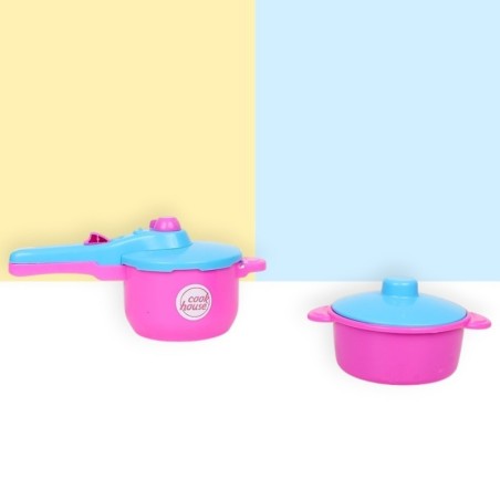 Kit Brinquedo De Cozinha Faz De Conta Panelinhas Rosa 10 Peças