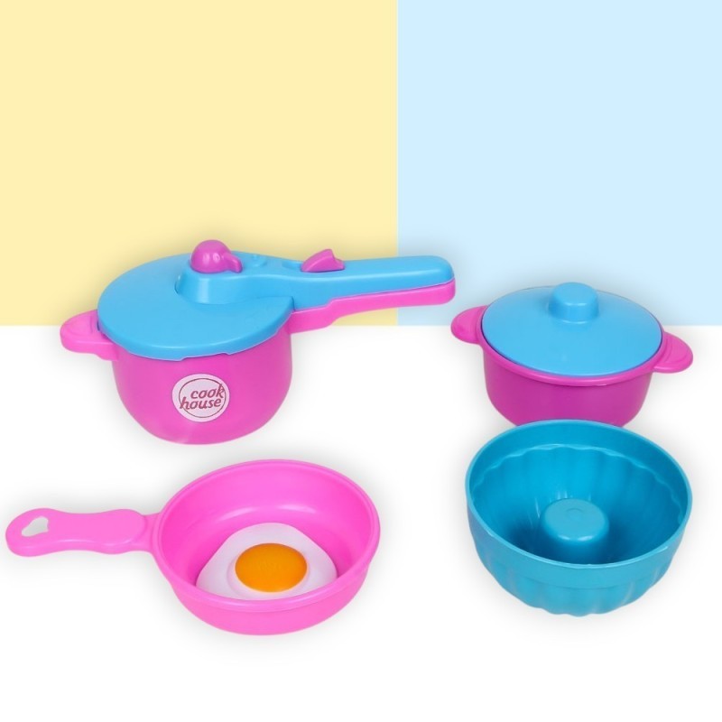 Kit Brinquedo De Cozinha Faz De Conta Panelinhas Rosa 10 Peças