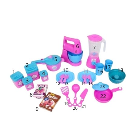 Kit Cozinha De Brinquedo Faz De Conta Infantil Rosa 23 Peças