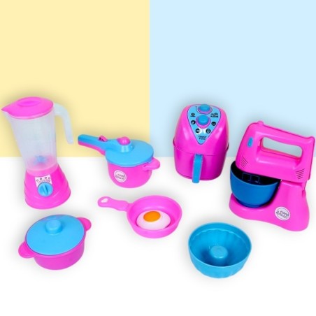 Kit Brinquedo De Cozinha Faz De Conta Panelinhas Rosa 10 Peças