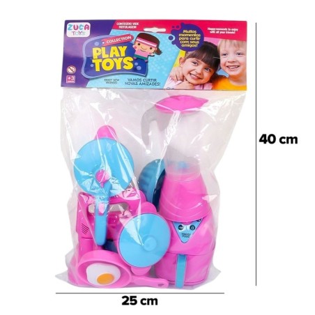 Kit Brinquedo De Cozinha Faz De Conta Panelinhas Rosa 10 Peças