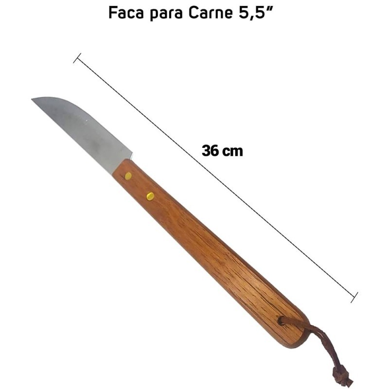 Kit Churrasco 4 Peças Garfo Faca Pegador Chaira Cabo De Madeira