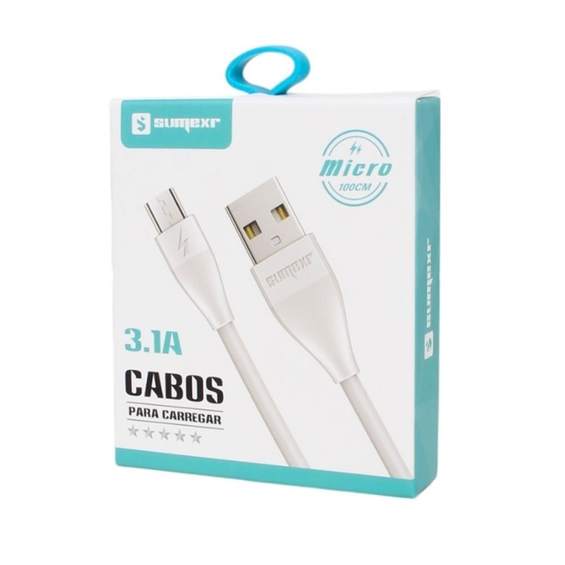 Kit 20 Cabos Carregamento Turbo Rápido Micro V8 3.1A 1 Metro