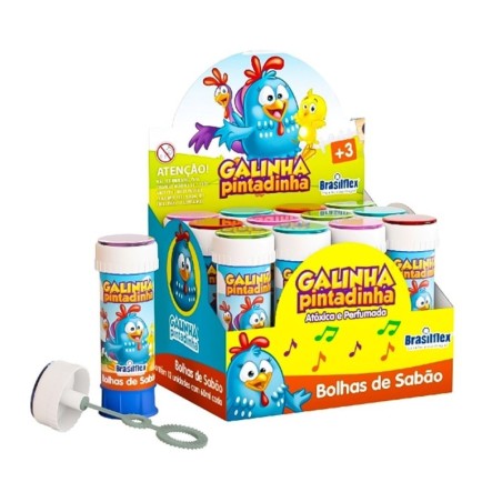 Display Bolha De Sabão Galinha Pintadinha 12 Peças Com Jogo