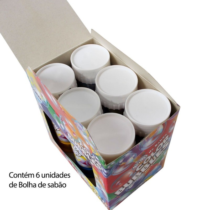 Display Bolhas De Sabão Color Bubbles Atóxica Perfumada 6 Peças