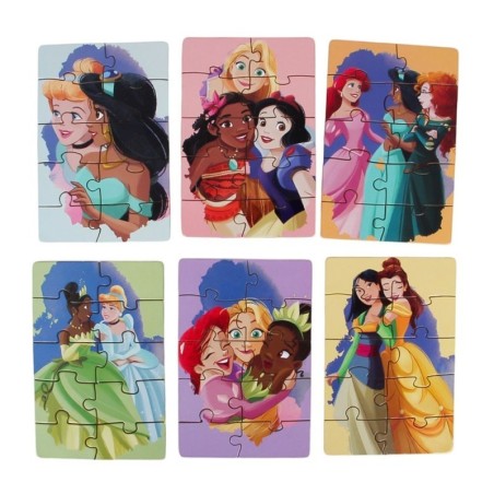 Display Quebra-Cabeça De Madeira Disney Princesa 6 Unidades