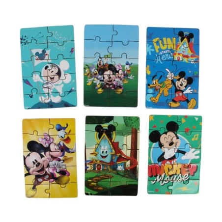 Display Quebra-Cabeça De Madeira Mickey 6 Unidades