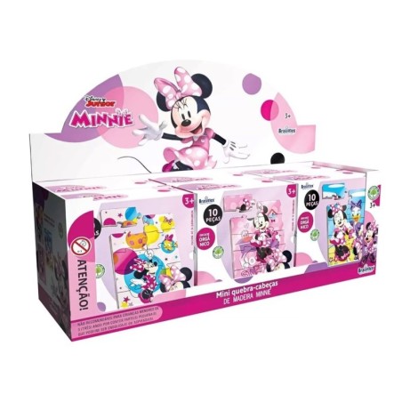 Display Quebra-Cabeça De Madeira Minnie 6 Unidades